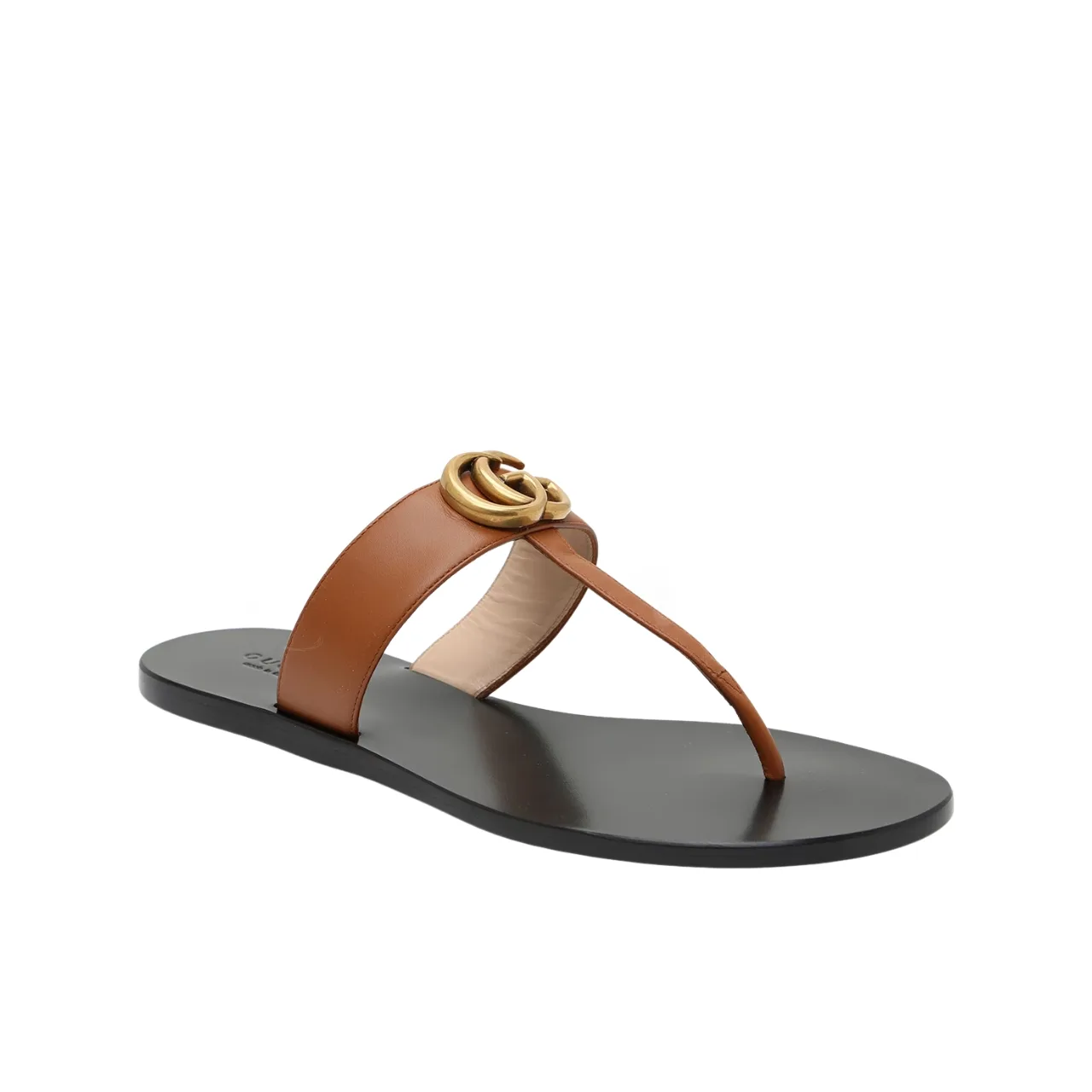 Gucci Double G Thong Leather Brown Main image