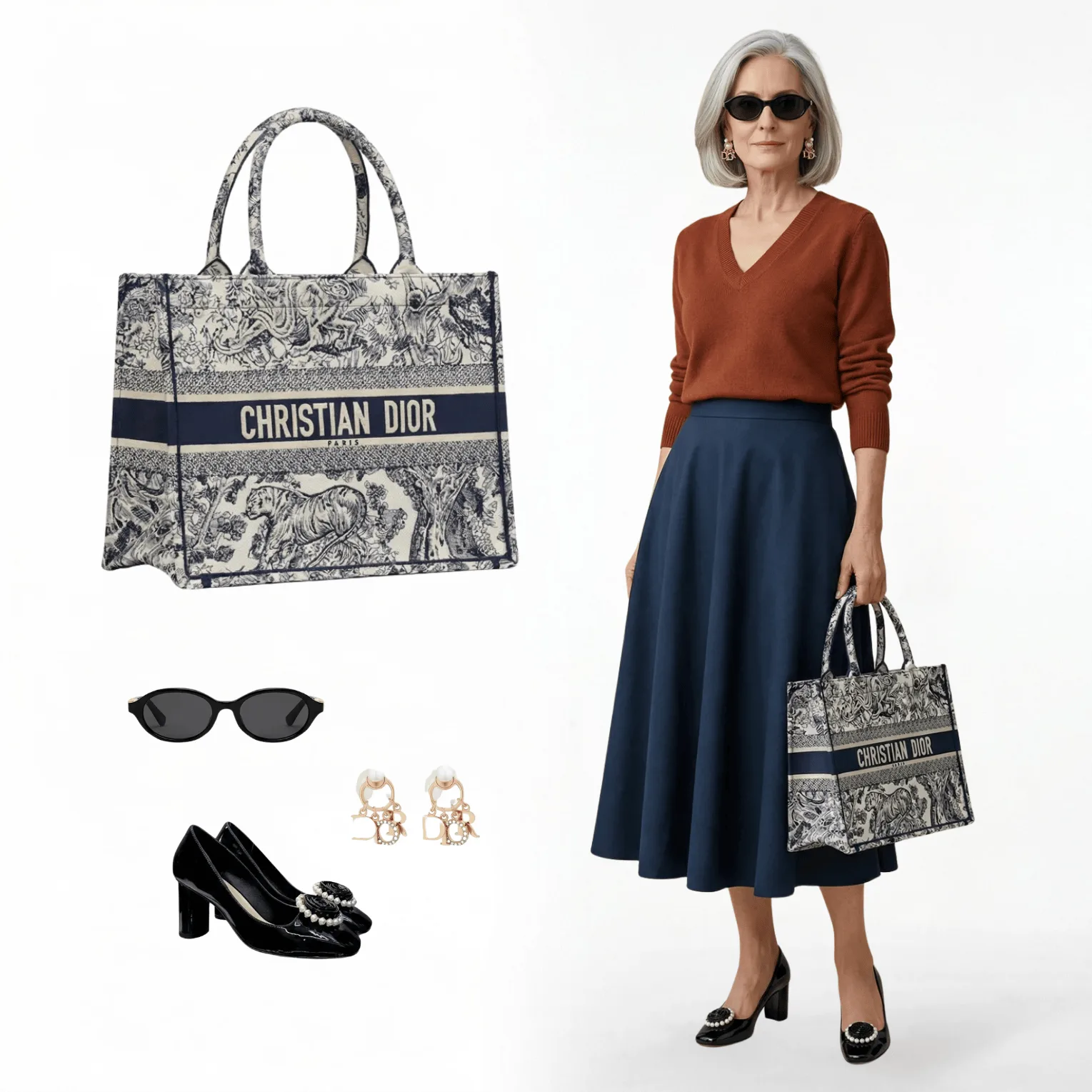 Large Dior Book Tote Blue Toile De – Featured In The Dior Legacy Look Main image
