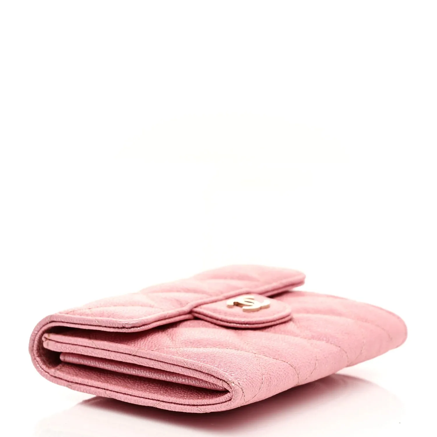 Chanel Iridescent Caviar Flap Quilted Card Holder Wallet Pink Secondary image