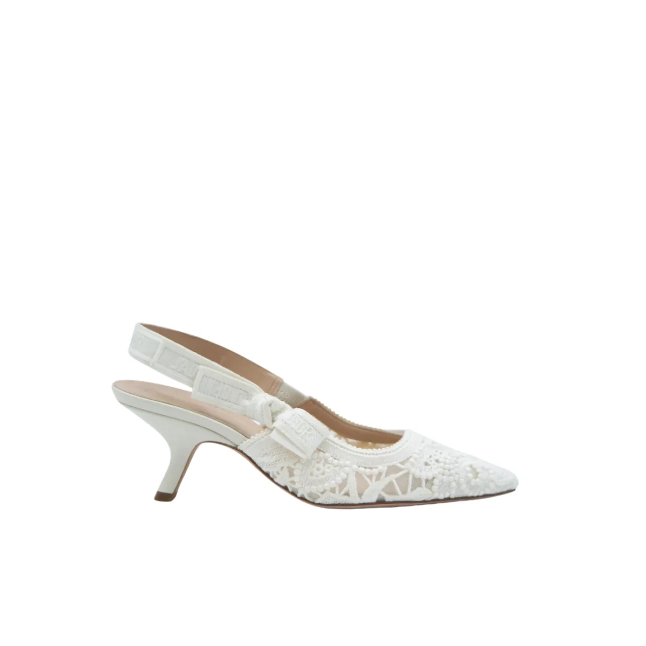 Dior J’Adior Slingback Pump Transparent Mesh Embroidered With Butterfly Motif White Main image