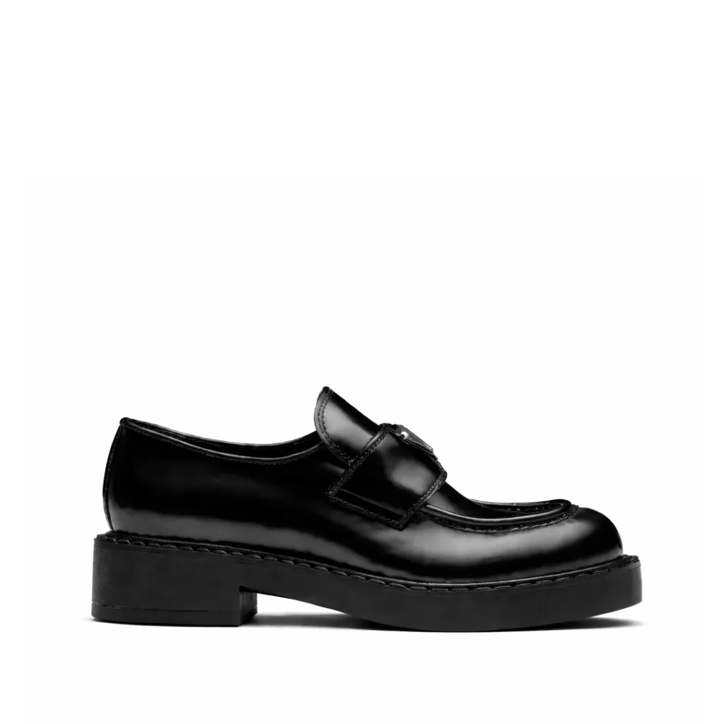 Prada Brushed Leather Loafers in Black Main image