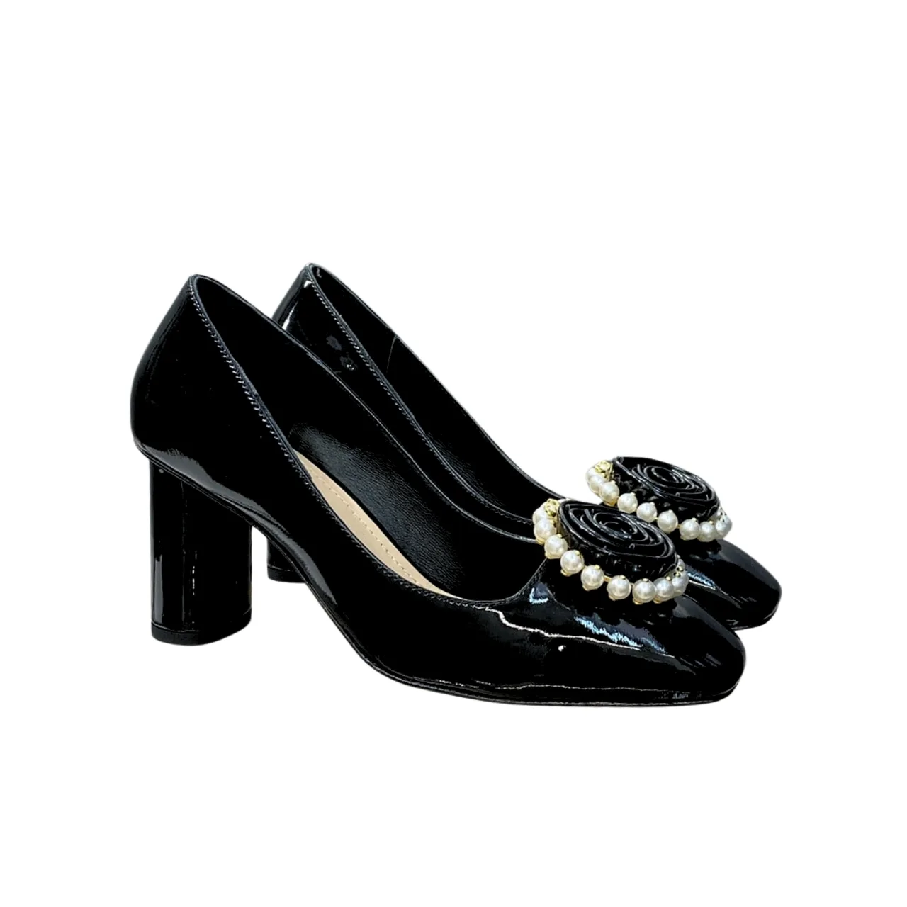 Dior Rose Pump Black White Resin Pearls Main image