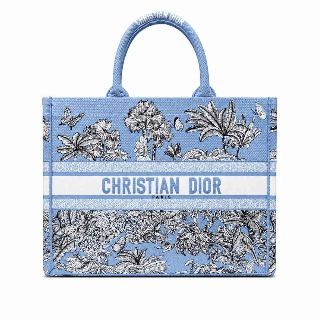 Dior Large Book Tote In Blue Toile De Jouy Embroidery (42cm) Main image