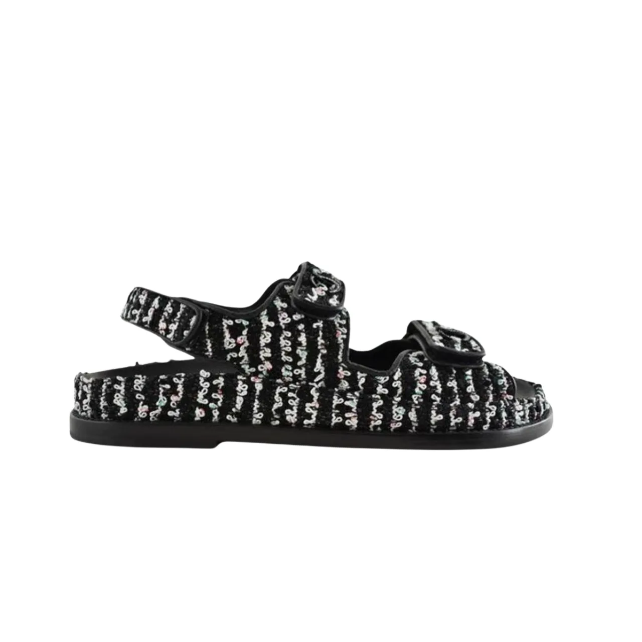 Chanel Tweed Dad Interlocking Cc Slingback Sandals Black G35927 X56390 K3756 Main image