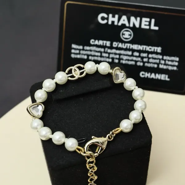 Chanel 25B Double C Heart Pearl Bracelet