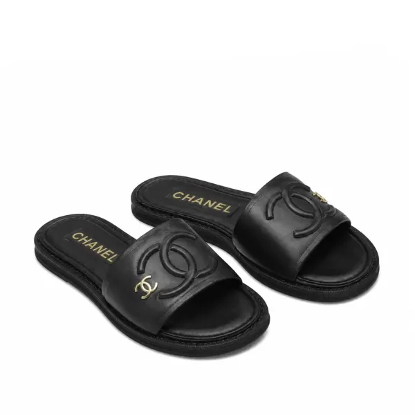 Chanel Black Slide CC Logo