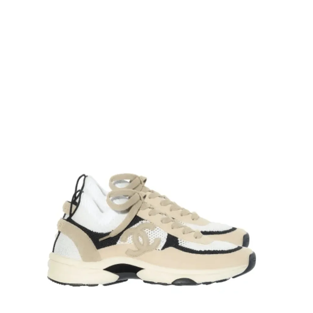 Chanel Low Top Trainer Sneakers Beige And White Main image