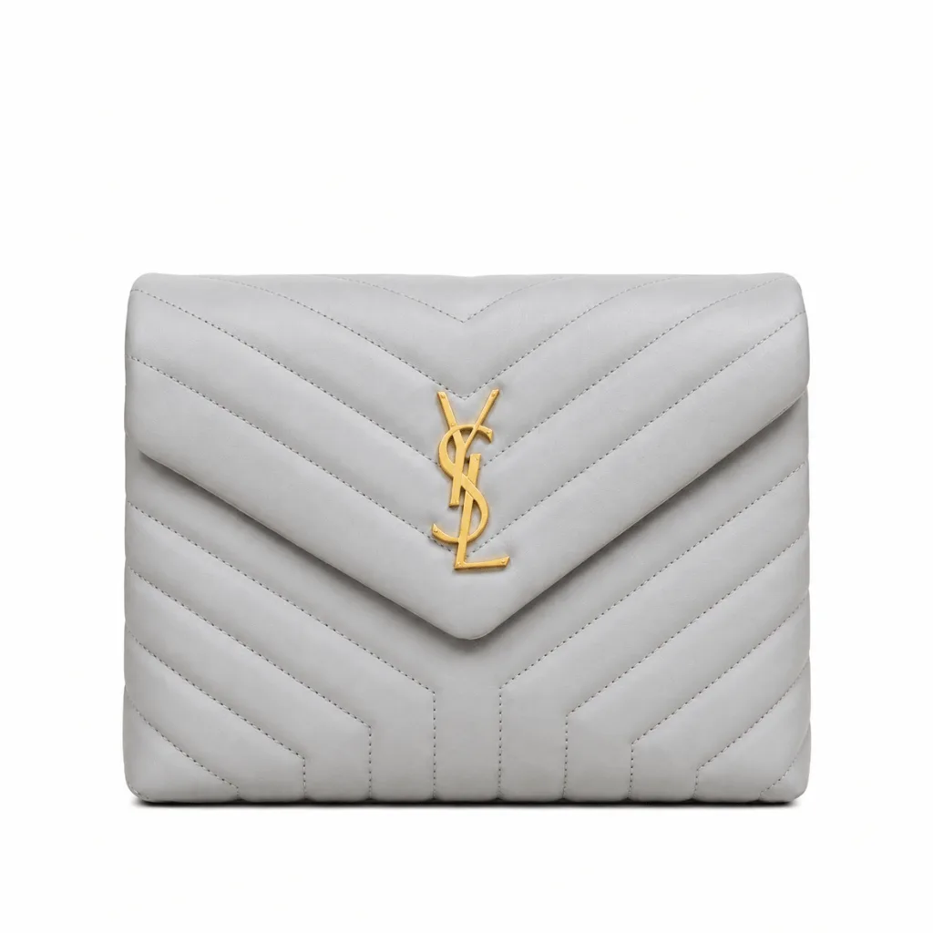 Saint Laurent Loulou Medium Chain Bag In Matelasse Y Leather Gray Main image