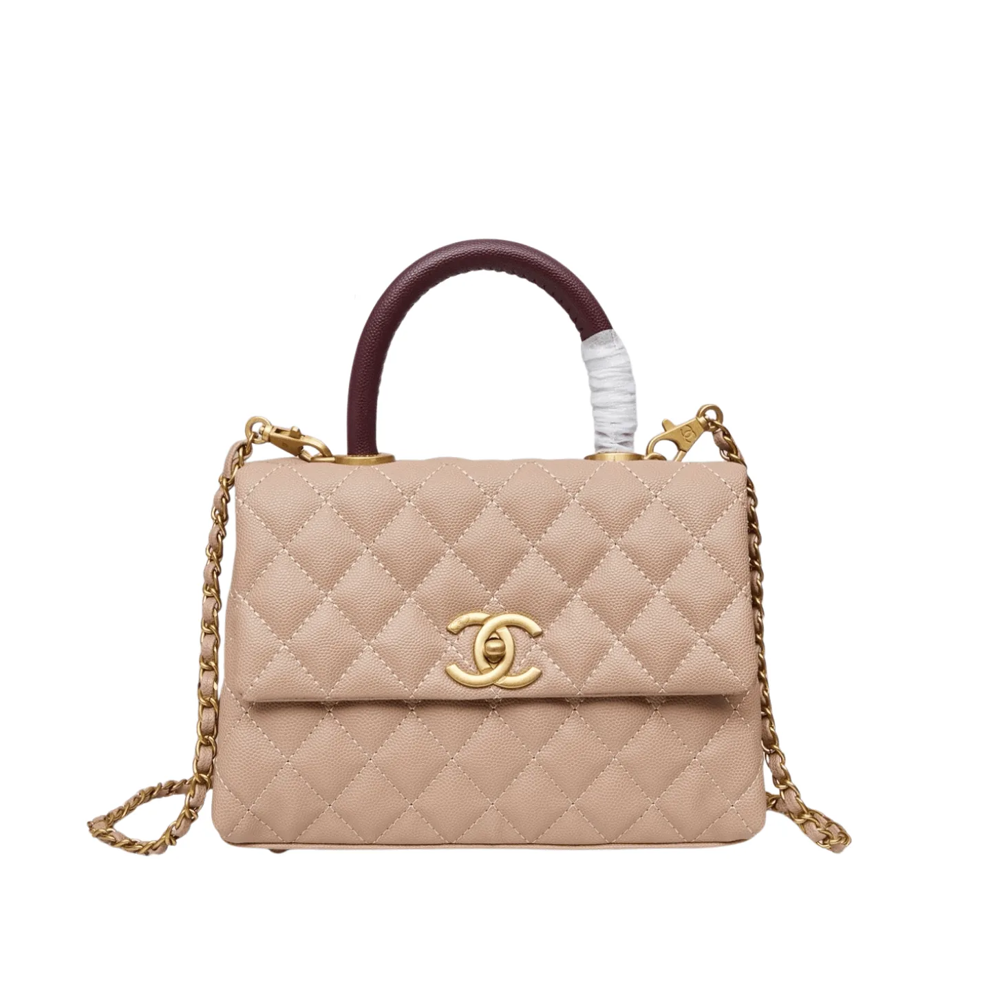 Chanel Beige Caviar Quilted Mini Coco Handle Flap Gold Hardware Main image