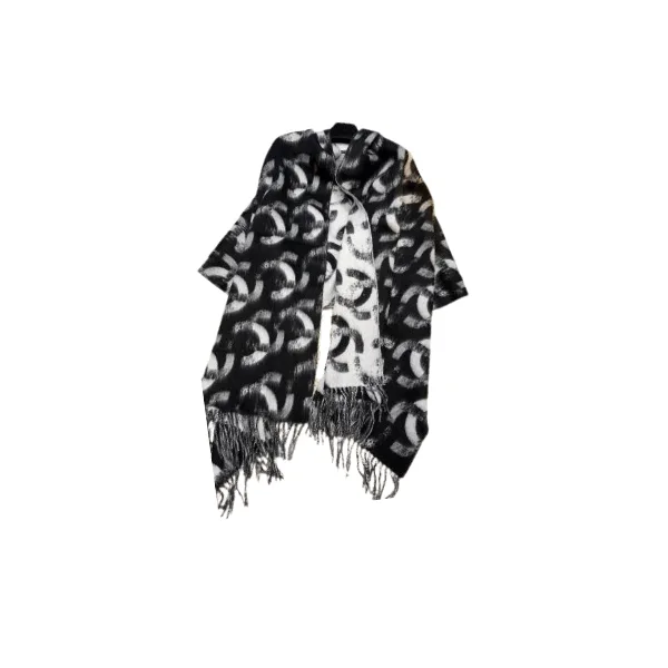 Chanel Black And White Cashmere Blend Scarf Main image
