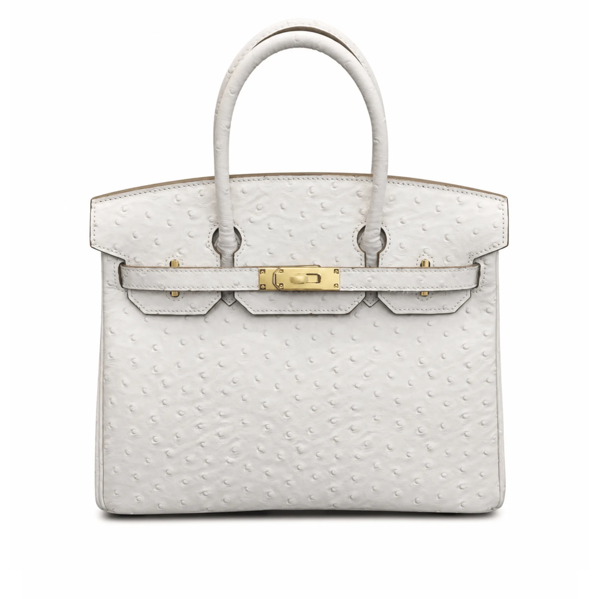 H Ostrich Birkin Sellier 30 Blanc With Gold Hardware Main image