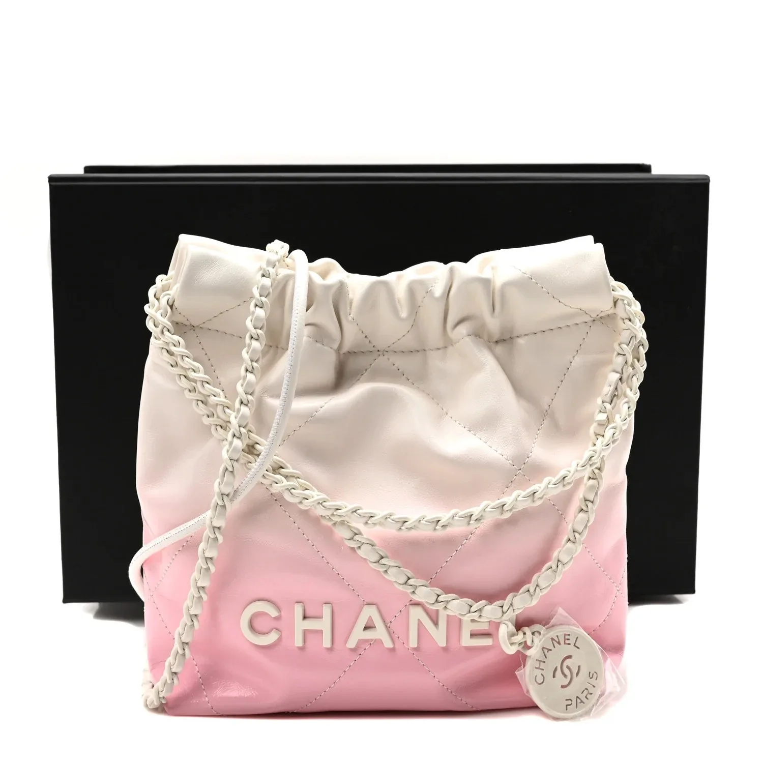 Chanel Patent Gradient Calfskin Quilted Mini Chanel 22 White Light Pink Secondary image