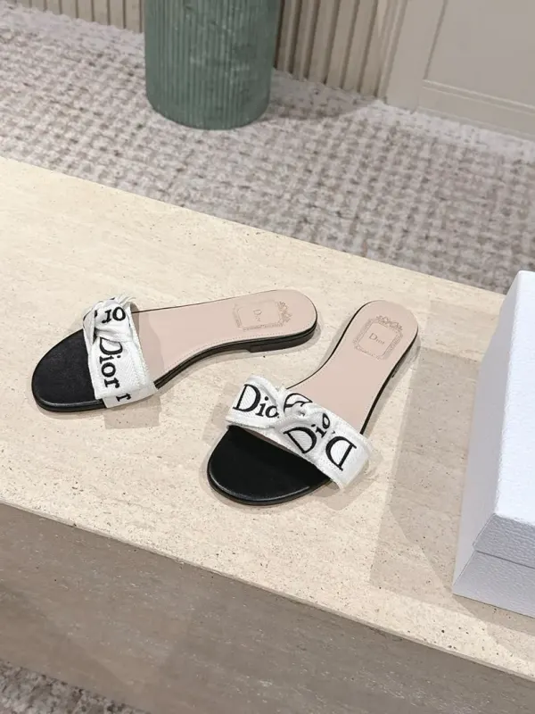 Dior Mule J’Adior Black Embroidered Cotton