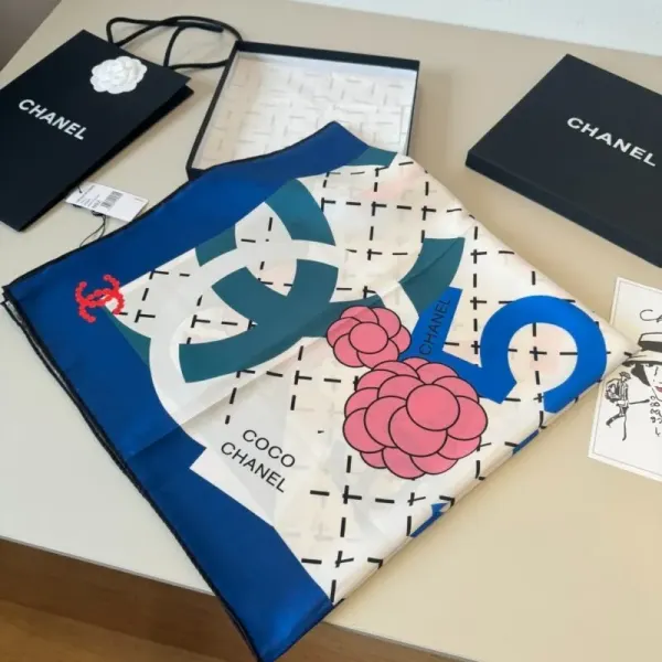 Chanel Chanel Silk Scarf 90 Double C Quilted Pattern