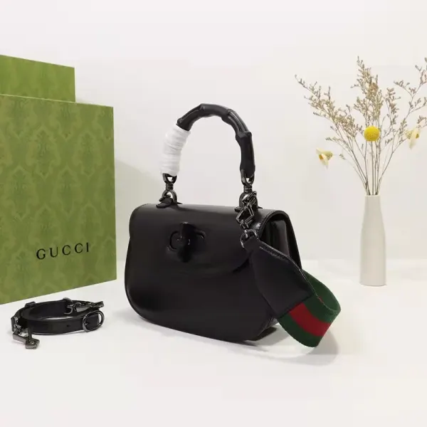 Gucci Bamboo 1947 Small Top Handle Bag In Black
