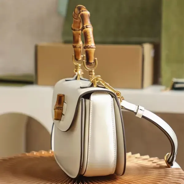 Gucci Bamboo 1947 Small Top Handle Bag In White