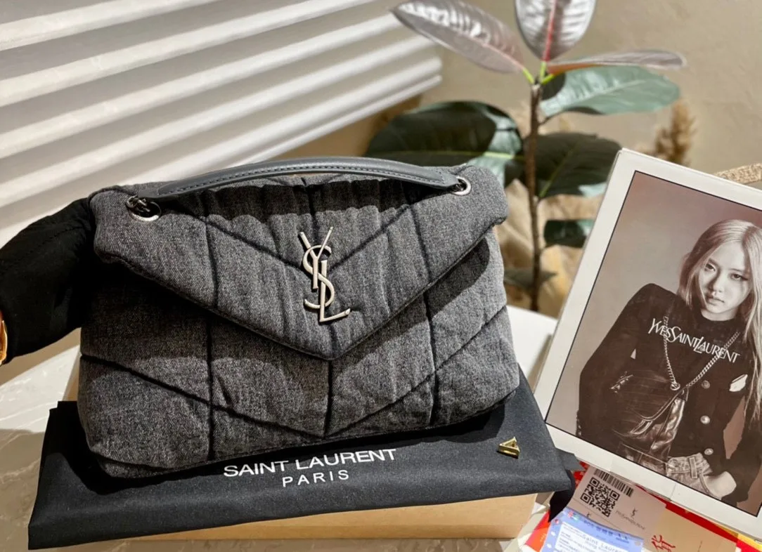 Saint Laurent Puffer Medium In Suede And Denim Black 30Cm Secondary image