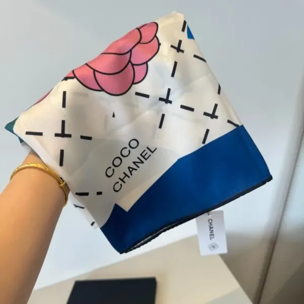 Chanel Chanel Silk Scarf 90 Double C Quilted Pattern