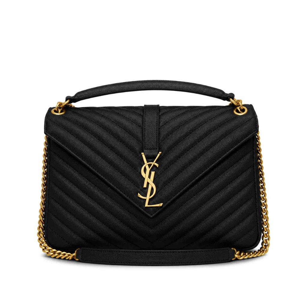 Saint Laurent College Medium Chain In Quilted Leather Black Gold 600279Brm071000 Main image