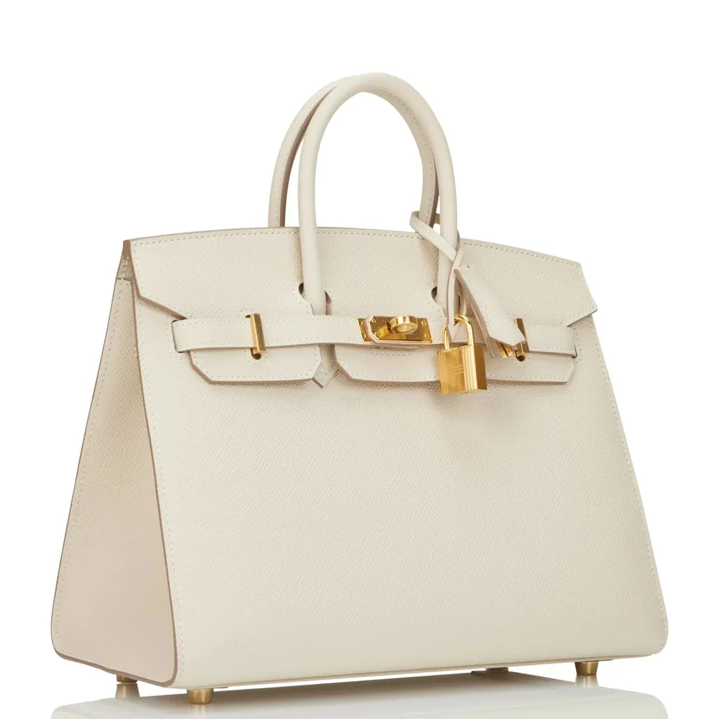 H Birkin Sellier 25 Craie Epsom Gold Hardware