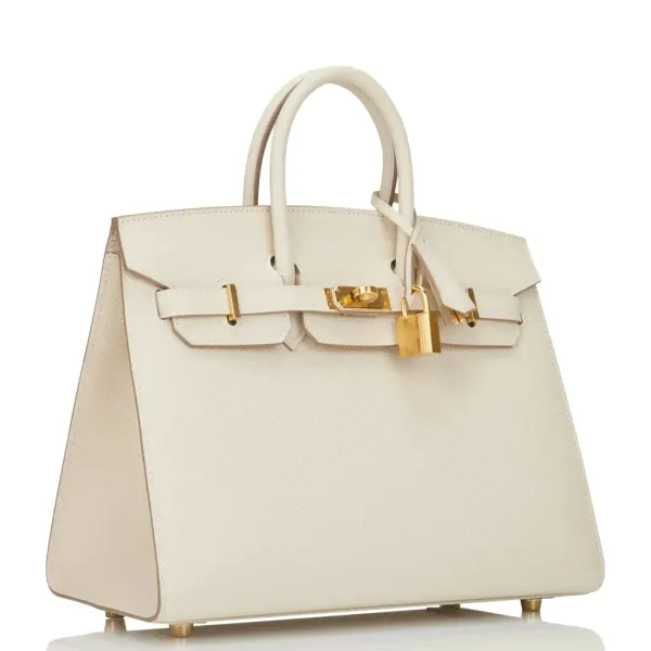 H Birkin Sellier 25 Craie Epsom Gold Hardware