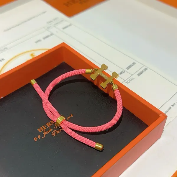 Hermès H-Cord Braided Bracelet In Pink
