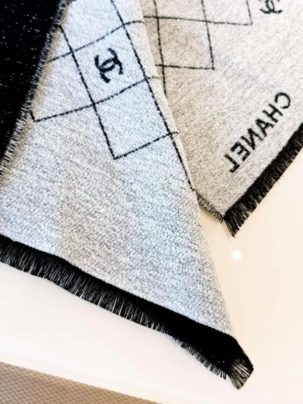 Chanel Scarves Black Grey Cashmere