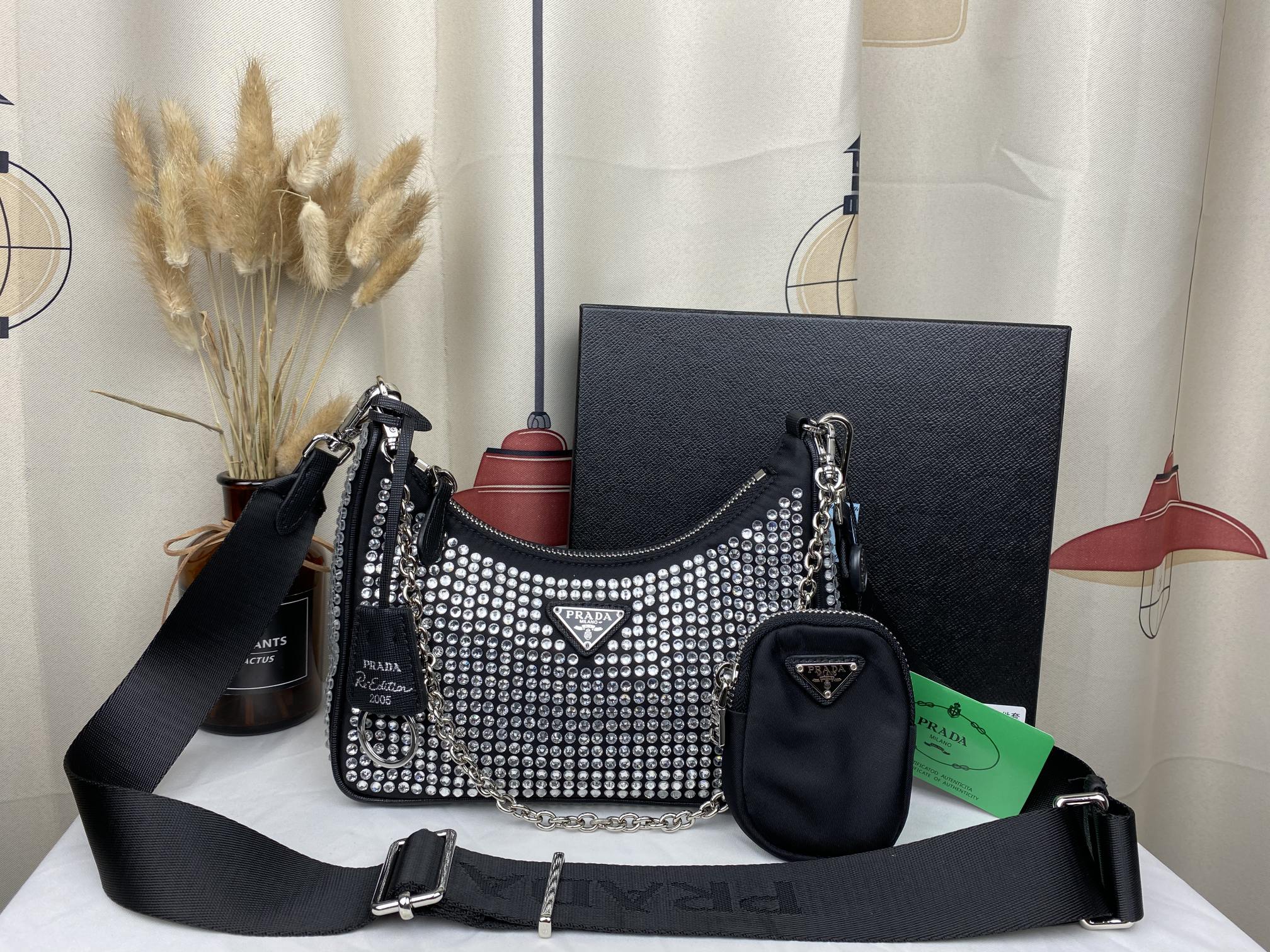 Prada Re-Edition 2005 Satin Bag With Crystals 1Bh2042Awlf0T7Ovv9L Secondary image