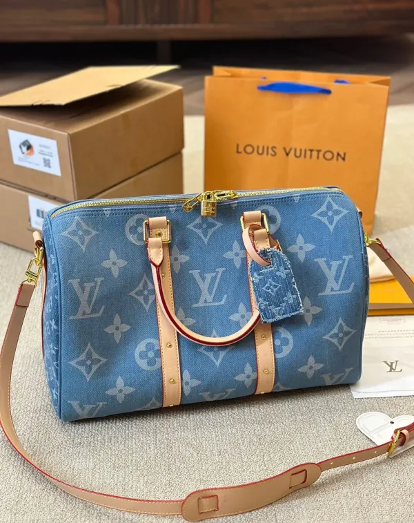 Louis Vuitton Keepall Bandouliere Denim Blue 40Cm M24315