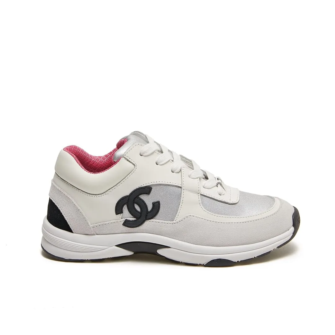Chanel Suede And Leather Cc Low Top Sneakers White Pink Main image