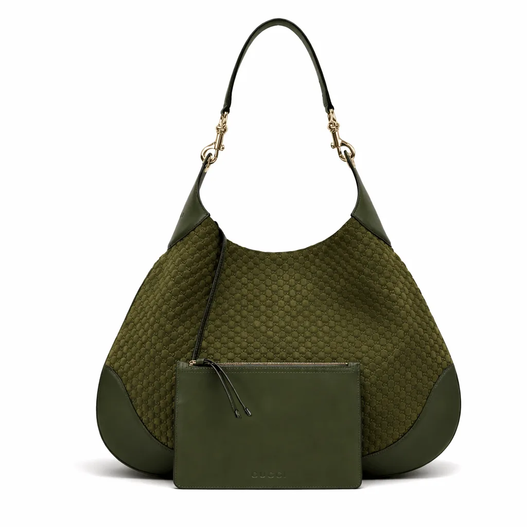 Gucci GG Suede B Large Shoulder Bag Green Secondary image