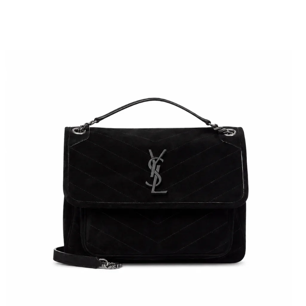 Saint Laurent Niki Medium Quilted Suede Shoulder Bag Black Main image