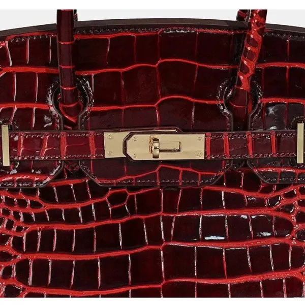 H Birkin 30 Bordeaux Shiny Crocodile Gold Hardware