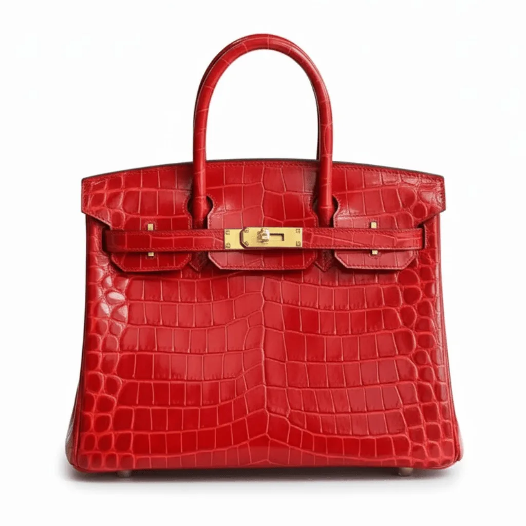 H Birkin 30 in Shiny Porosus Crocodile Leather in Rouge Vif with Gold Hardware Main image