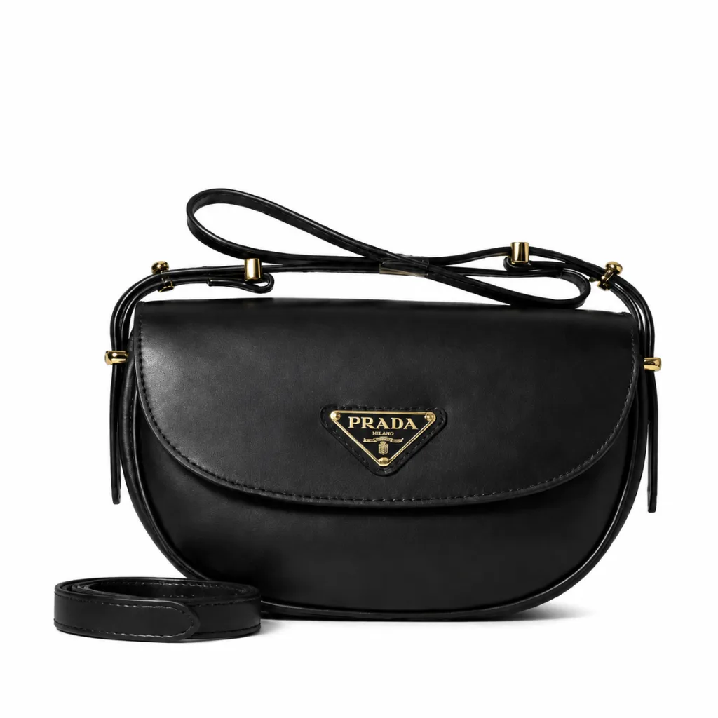 Prada Triangle Logo Patent Leather Shoulder Bag Black 17Cm Main image