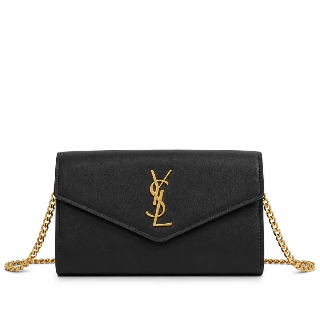 Saint Laurent Uptown Chain Wallet In Grain De Poudre Embossed Black 19Cm 6077881Gf0J1000 Main image