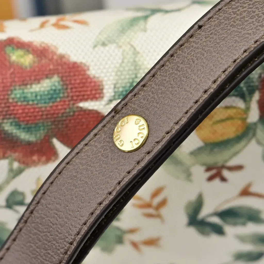 Gucci Horsebit 1955 Floral Print Canvas Shoulder Bag