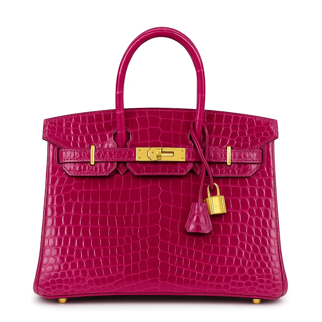 H Birkin 30 Niloticus Crocodile Rose Pourpre Gold Hardware Main image