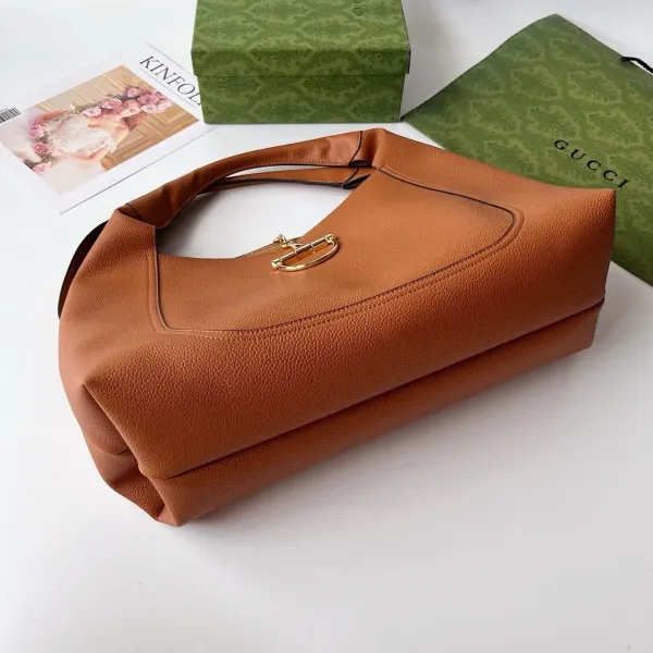 Grained Calfskin Softbit Maxi Shoulder Bag Brown