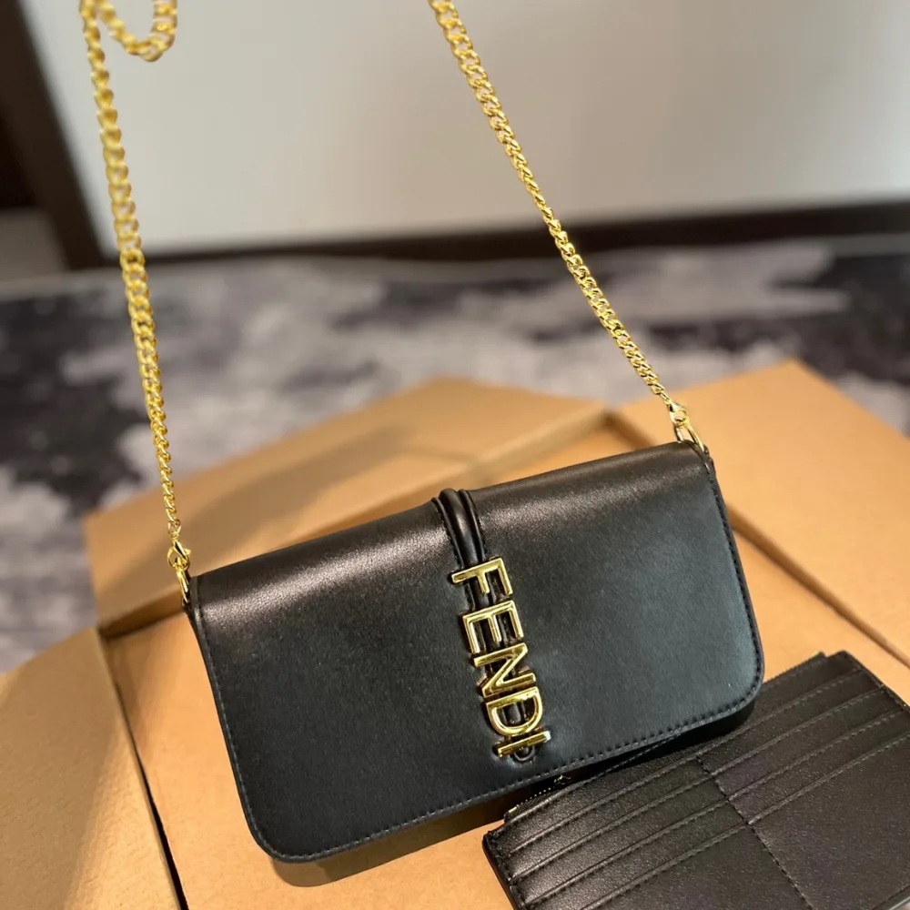 Fendi Fendigraphy Wallet On Chain Black 21Cm 8Bs076A5Dyf0Kur Secondary image
