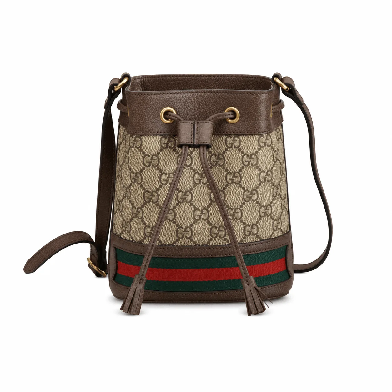 GG Supreme Monogram Web Mini Ophidia Bucket Bag Brown Main image