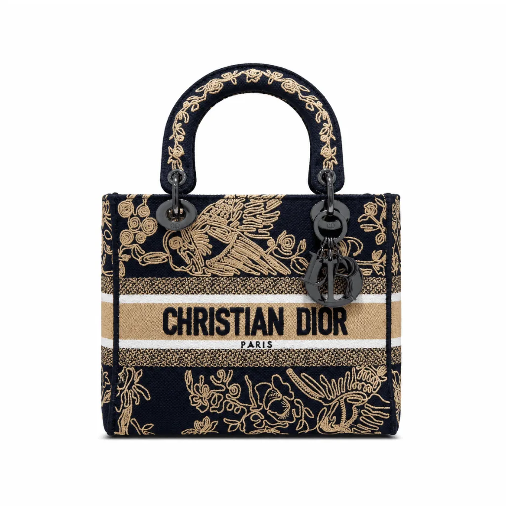 Dior Lady D-Lite Bag Black Embroidered Toile Main image