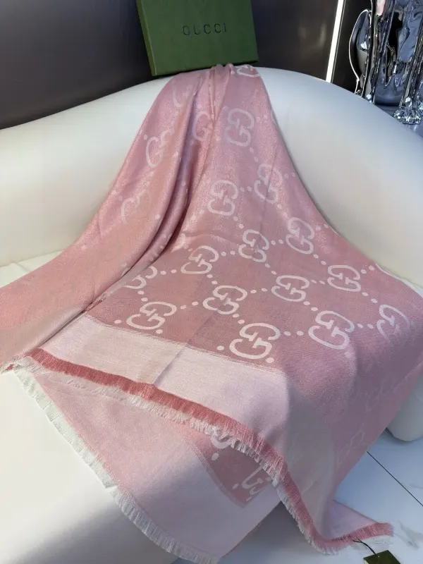 Gucci GD Jacquard Silk & Wool Shawl