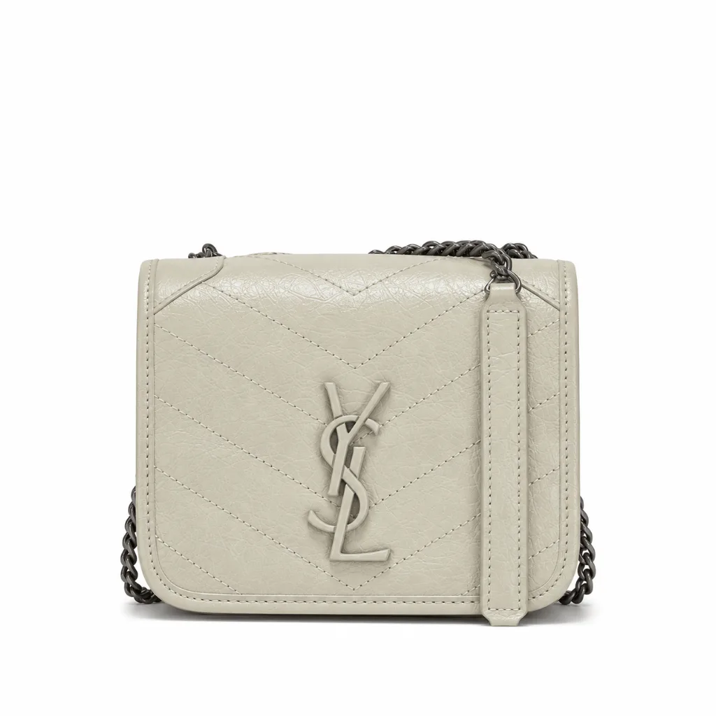 Saint Laurent Niki Vintage Leather Chain Wallet Cream 19Cm Main image
