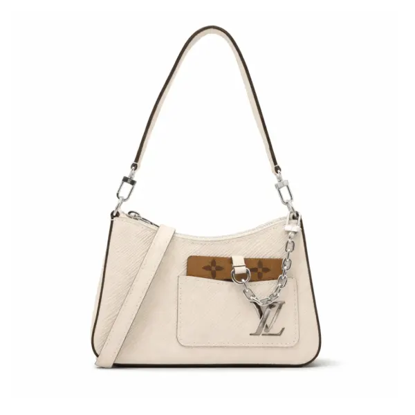 Louis Vuitton Marellini Epi Leather Shoulder Bag Quartz White