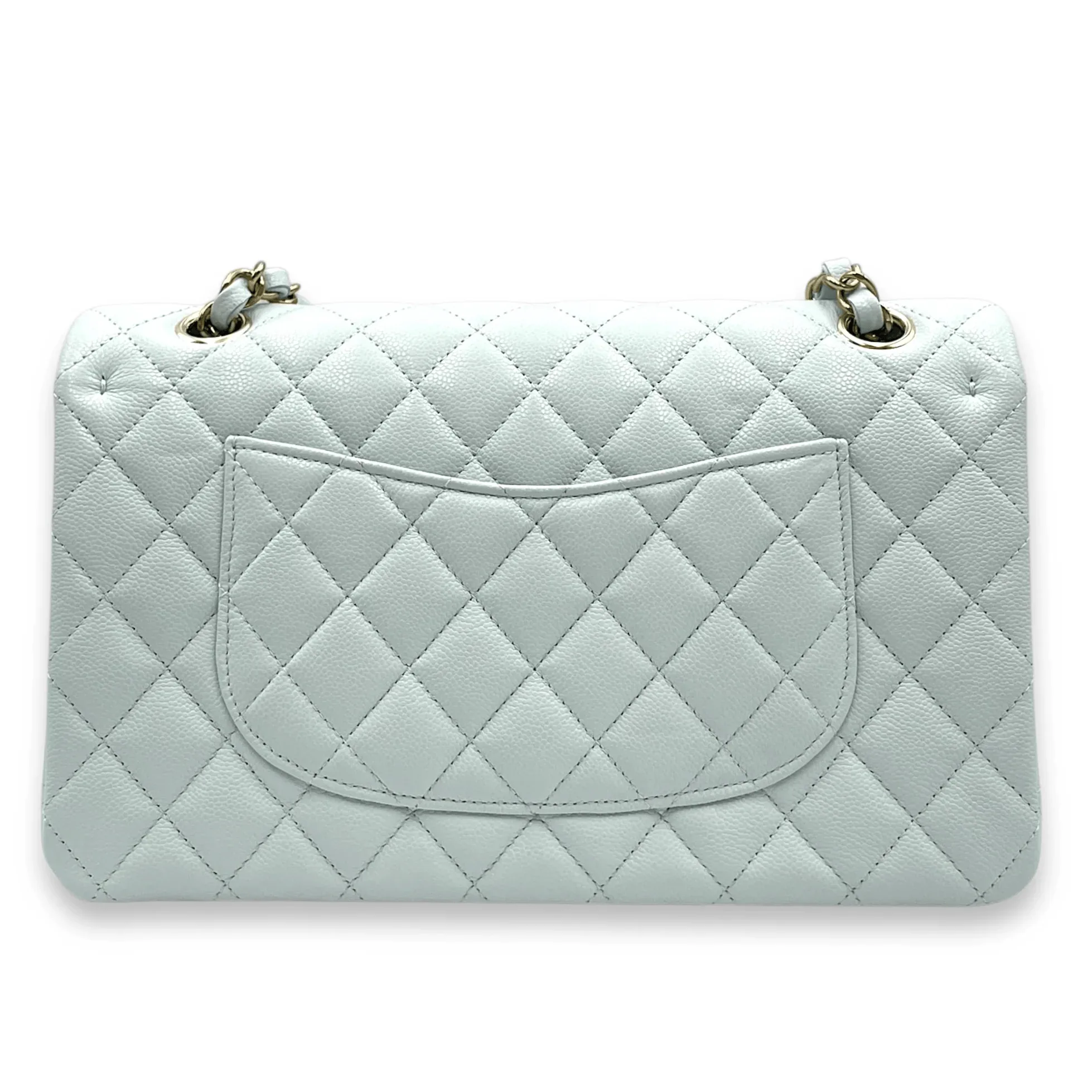 Chanel Medium Classic Double Flap Bag Blue Quilted Caviar Light Gold Hardware Secondary image