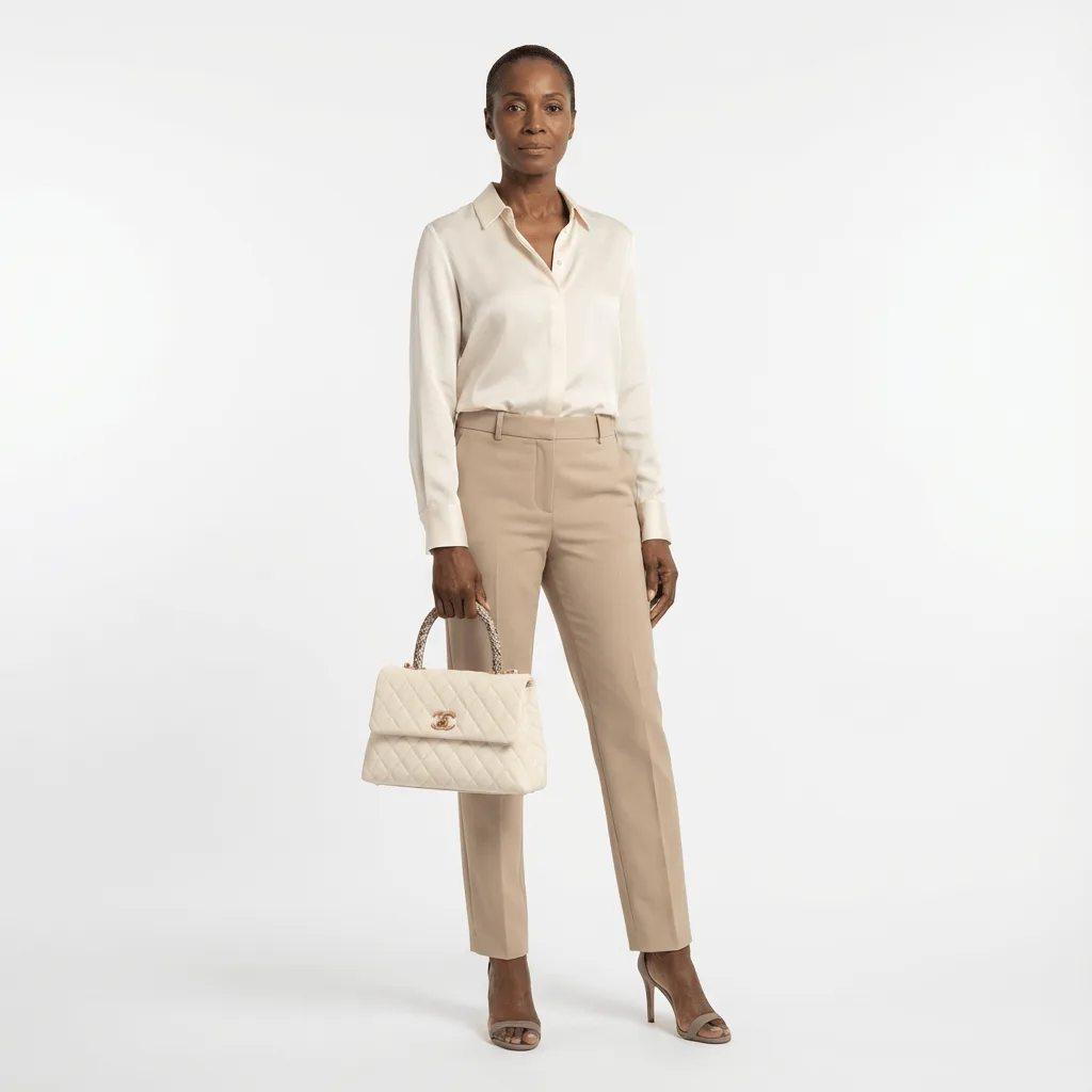 Chanel Caviar Elaphe Quilted Mini Coco Handle Flap Ivory 23Cm