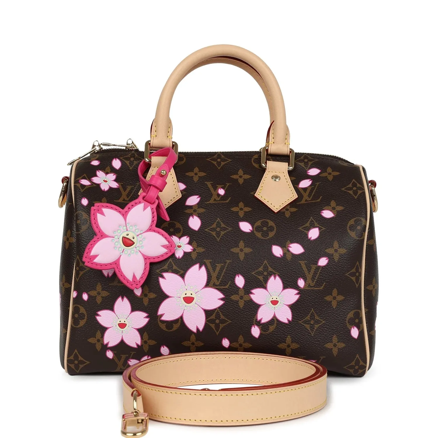 Louis Vuitton X Takashi Murakami Cherry Blossom Speedy 25 Bandouliere Brown Monogram Gold Hardware Secondary image