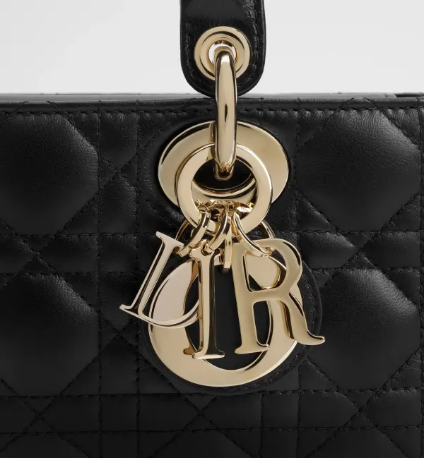 Small Lady D-Joy Bag Black Cannage Lambskin 22cm