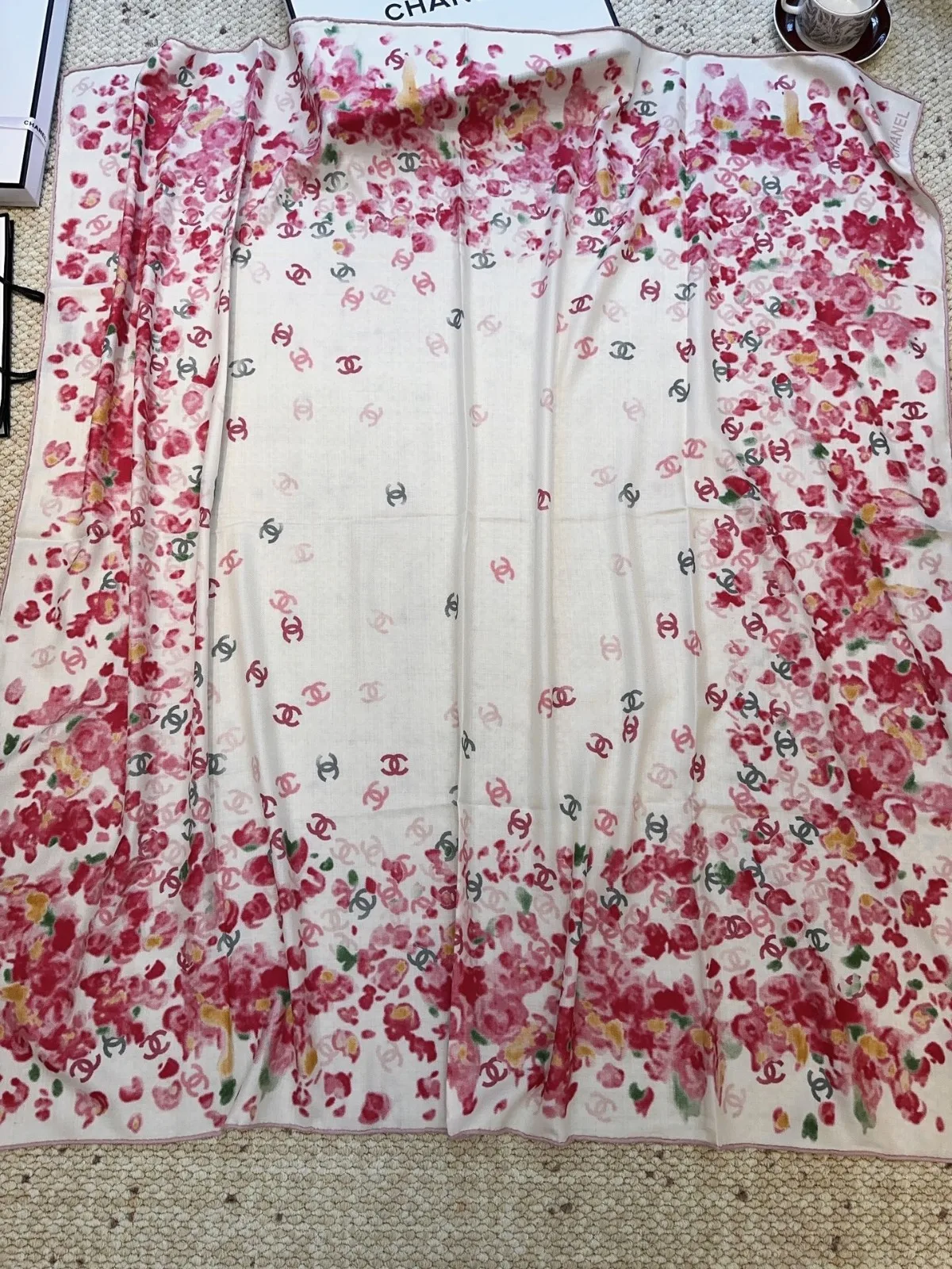 Chanel Silk Scarves Women’s Peach Pink Secondary image